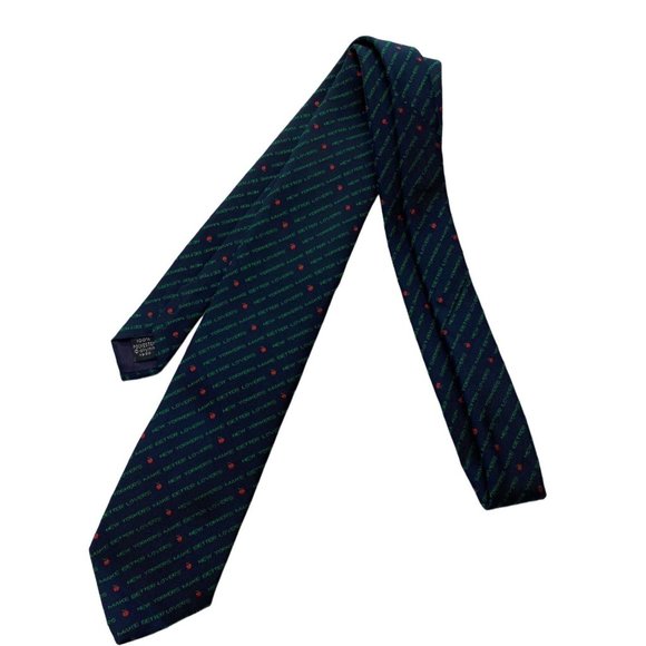 Vtg Allyn Mens Necktie "New Yorkers Make Better Lovers" Blue Green - Picture 4 of 7